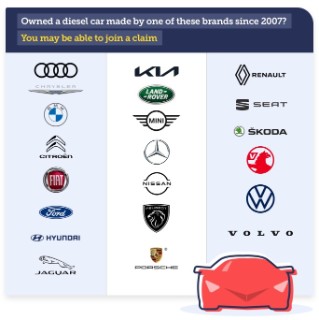 You may be able to join a legal claim if you've owned a diesel car made by one of the following brands since 2007: Audi, Chrysler, BMW, Citroen, Fiat, Ford, Hyundai, Jaguar, Kia, Land Rover, Mini, Mercedes, Nissan, Peugeot, Porsche, Renault, Seat, Skoda, Vauxhall, VW, Volvo