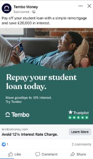 MSE pressure forces broker Tembo to remove ads encouraging people to pay off student loans by remortgaging