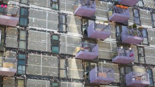 Re-cladding work in progress on a block of flats Ruby Court in Stratford, London