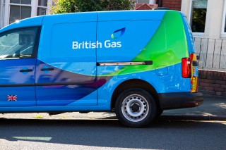Newport, Wales/UK - 05/01/2020: The side of a British Gas van, parked outside a house.