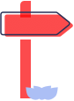 Illustration of a red signpost pointing right.