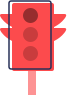 Illustration of traffic lights showing red.