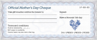 Mother's Day free blue gift cheque