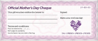 Mother's Day purple free gift cheque