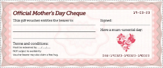 Mother's Day free red gift cheque