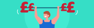 Figure wearing a vest lifting a barbell that has two pound signs at either end instead of weight plates.