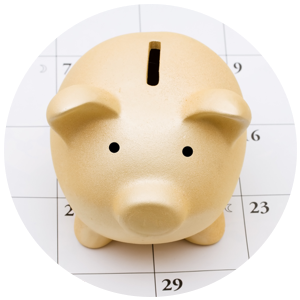 Piggy bank on a calendar Piggy bank on a calendar.