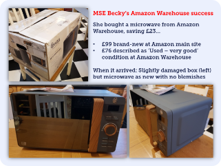 Ex-MSE Becky saved £23 buying a microwave on Amazon Warehouse - it was described as used but in very good condition and when it arrived had a damaged box but was as new with no blemishes