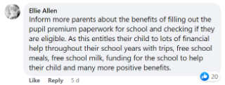 Ellie says: "Fill out the pupil premium funding paperwork for school and check if you're eligible. As this entitles your child to lots of financial help throughout their school years with trips, free school meals, free milk and more positive benefits."
