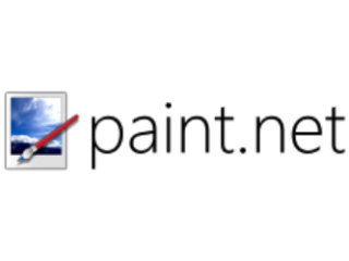 Paint.net logo Paint.net logo, which is 'paint.net' in black lettering with an illustration of a photo with a paintbrush on top of it to the left.