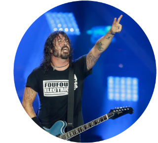 Dave Grohl of Foo Fighters saluting the crowd from the stage.