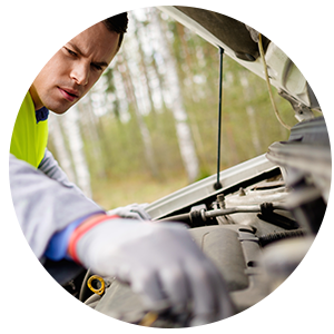 guy checking car