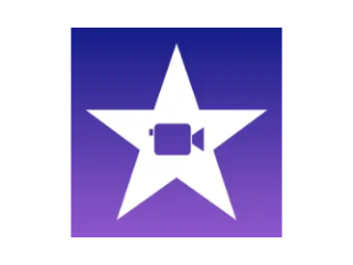 iMovie logo, which is a solid purple square with a white star in the middle with a purple video camera icon inside.