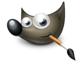 Gimp logo, which is a cartoon wolf or coyote, smiling with a paintbrush in its mouth.
