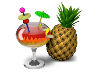 Handbrake logo Handbrake logo, which is a graphic of a cocktail in a glass next to a pineapple