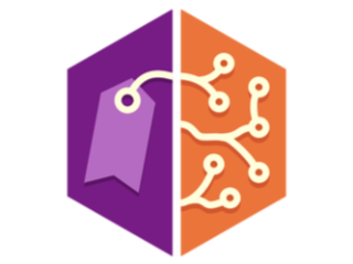 Musicbrainz Picard logo Musicbrainz Picard logo, which is a hexagon icon with a purple left half and orange right half.