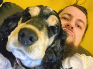 MSE Kelvin and Lily headshot Headshot of MSE Kelvin and his dog, Lily