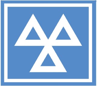 Approved MOT test centre symbol, which is three white triangles on a light blue background.