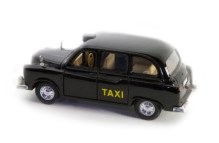 Black hackney carriage taxi Photo of a model of a black hackney carriage taxi.