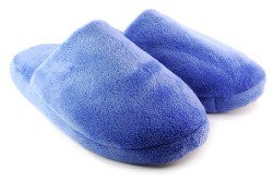 A pair of blue slippers