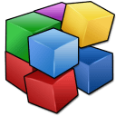 The Defraggler logo, which is colourful cubes gathered together to form a larger cube.