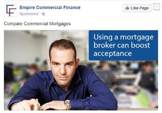 Fake ad by Empire Commercial Finance using Martin Lewis image to scam consumers into using their commercial mortgages comparison website