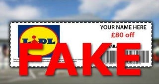 A fake voucher purporting to be from supermarket Lidl
