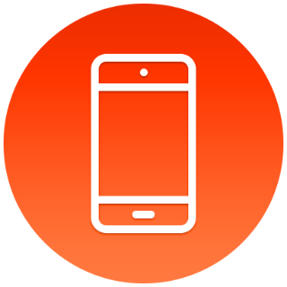 Illustration of a smartphone in white on a red background.