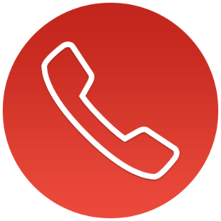 Illustration of a landline telephone receiver in white on a red background.