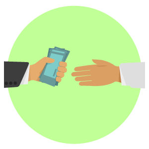 handing over money