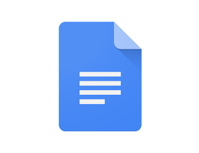 Google Docs logo, which is an icon of a blue document with three and a half white lines on it.
