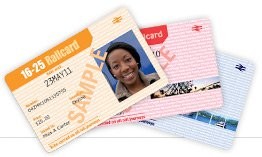 Photo of a 16-25 Railcard, Family & Friends' Railcard, Network Railcard fanned out.