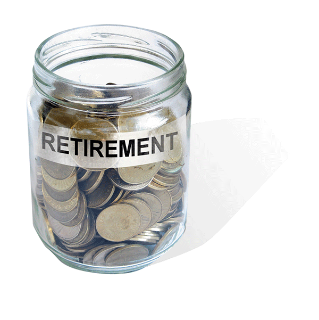 Retirement savings money in jar