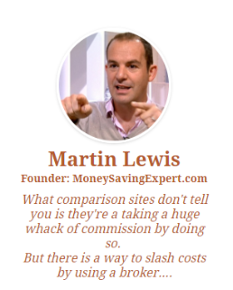 Fake ad by using Martin Lewis image to scam consumers into using a broker rather than a comparison website