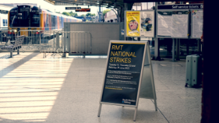 Photo of sign warning of the June rail strike at Southsea train station.