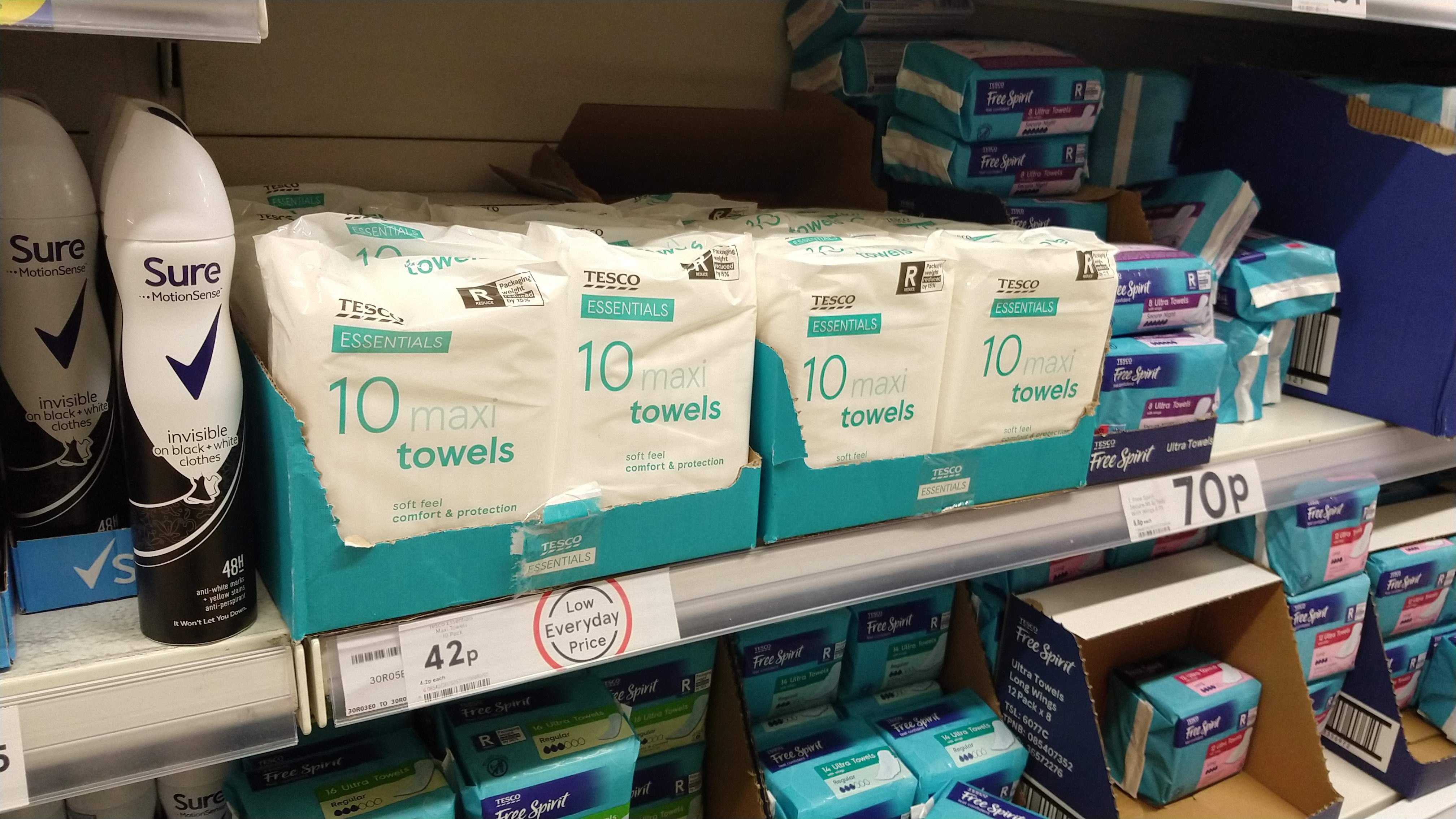 Tesco no longer cheapest for sanitary pads after it DOUBLES price