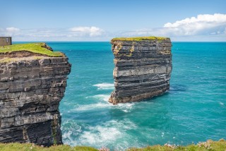 Sea Stack (a post of rock in the sea) at Downpatrick Head in County Mayo, Ireland