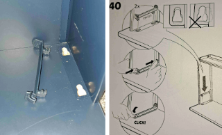 A steel and wood cupboard and the tutorial diagrams that came with it