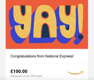 A screenshot of a £100 Amazon gift card