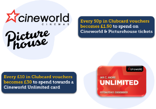 Get 3x value on Cineworld or Picturehouse tickets with Tesco Clubcard
