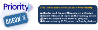 Free Odeon ticket with O2 Priority