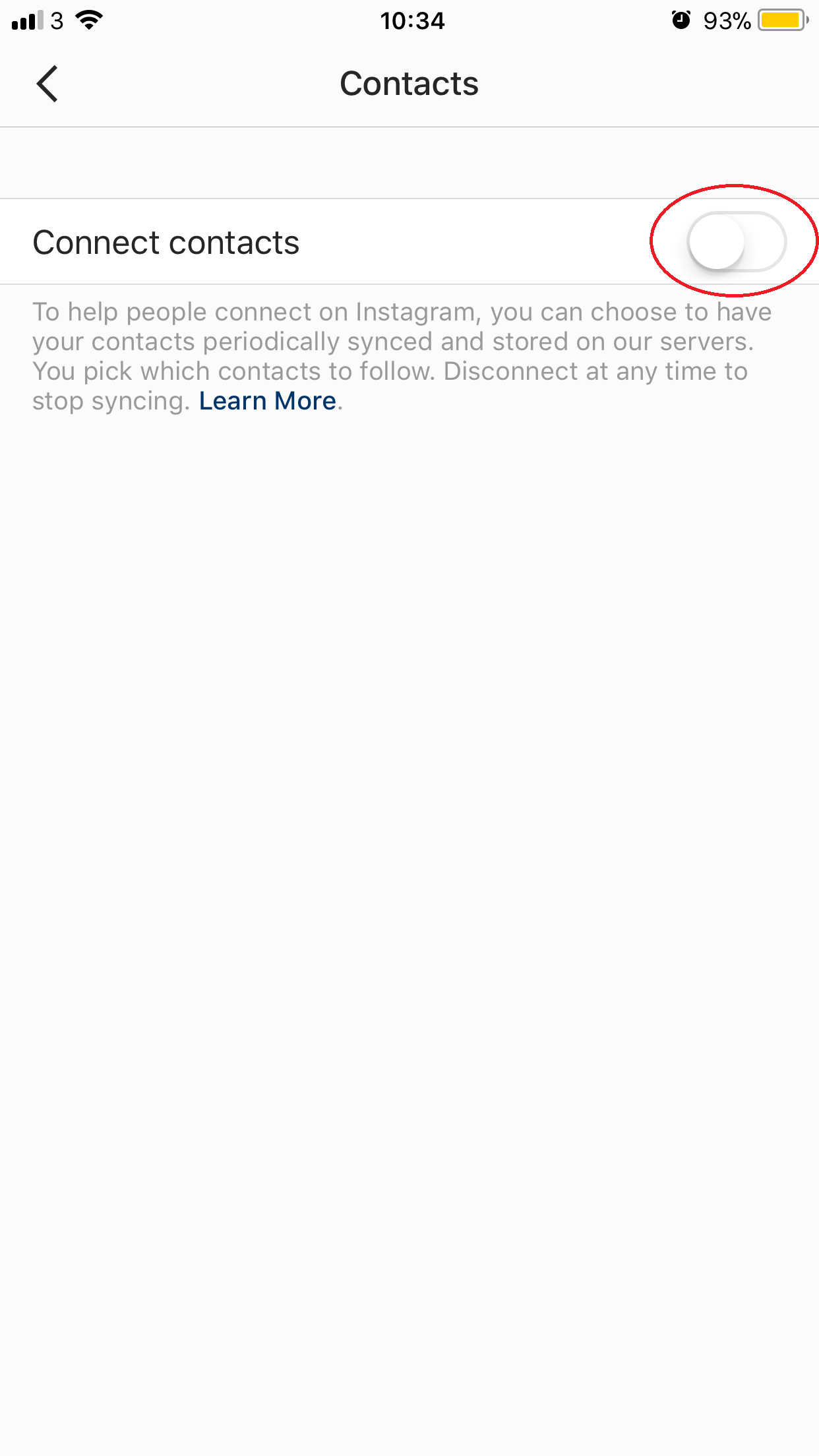 Instagram disconnect contacts