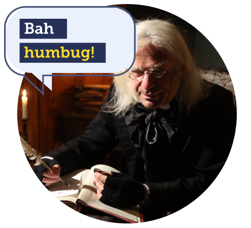 "Bah humbug!" Martin Lewis as Scrooge. Image links to our Budget Planner guide.