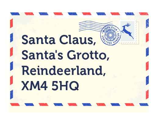 Santa Claus, Santa's Grotto, Reindeerland, XM4 5HQ - image links to full info from MoneySavingExpert on the free Royal Mail letter from Santa