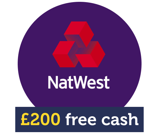 Grab £200 free cash through the Reward account, offered by NatWest and RBS. Image links to our MSE write-up of the accounts.