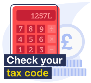 Calculator showing 1257L tax code and text "check your tax code"