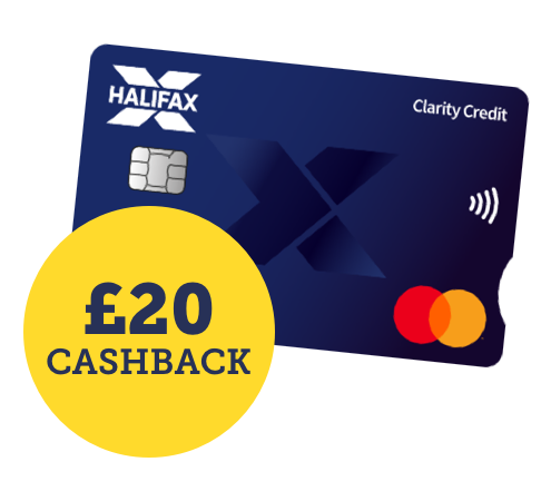 Grab £20 cashback with the Halifax Clarity, a top overseas credit card. Image links to more details on the card in our Top travel cards guide.