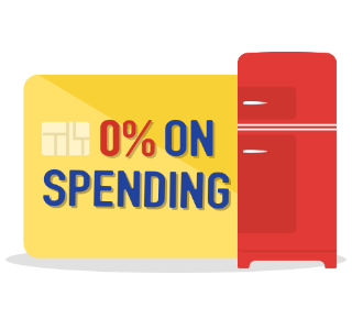 0% spending credit cards card and fridge