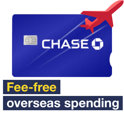 Chase's debit card offers fee-free overseas spending. The image links to MSE's Travel credit cards guide.