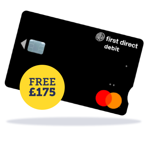 New switchers can get a free £175 with First Direct's bank account. Image links to First Direct's section in MSE's Best bank accounts guide.